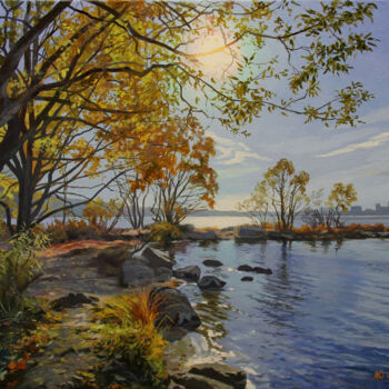 Картина под названием ""Близкое озеро"" - Александр Самохвалов, Подлинное произведение искусства, Масло