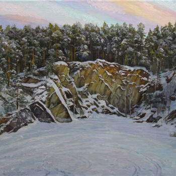 Pintura titulada ""Снегом озеро покры…" por Aleksandr Samokhvalov, Obra de arte original, Oleo