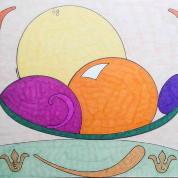 图画 标题为“Citrus” 由Sara Lamothe (Savant Artist), 原创艺术品, 标记