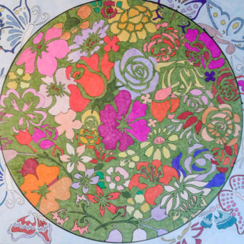 Zeichnungen mit dem Titel "FloraFly" von Sara Lamothe (Savant Artist), Original-Kunstwerk, Marker