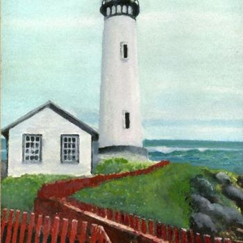Painting titled "Lighthouse and Fence" by Robert Anthony, Original Artwork, Other