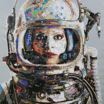 Collages intitolato "Cosmonaute" da Virut Panchabuse, Opera d'arte originale