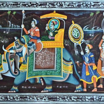 Malerei mit dem Titel "Kishangarh Shelly" von Vishal Gurjar, Original-Kunstwerk, Öl