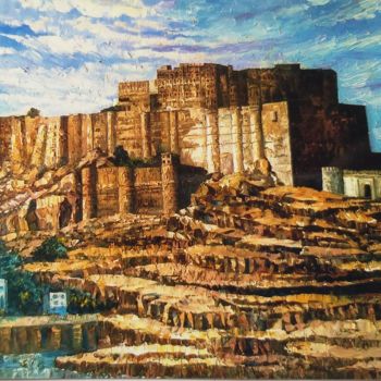 Painting titled "Jodhpur Fort" by Vishal Gurjar, Original Artwork, Acrylic