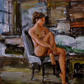Painting titled "Girl sitting by win…" by Vishalandra Dakur, Original Artwork, Acrylic