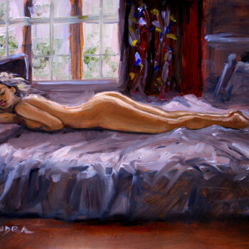 Painting titled "Girl sleeping" by Vishalandra Dakur, Original Artwork, Oil