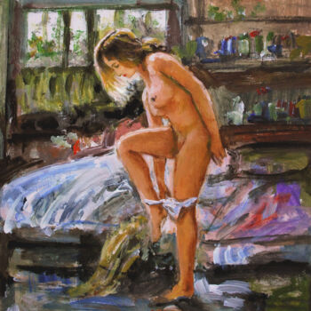 Painting titled "Undressing4" by Vishalandra Dakur, Original Artwork, Acrylic