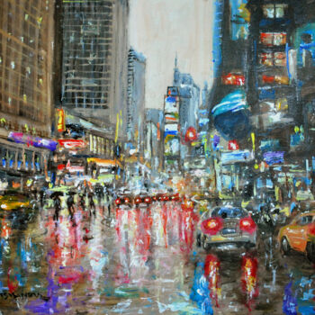 Painting titled "New York City stree…" by Vishalandra Dakur, Original Artwork, Acrylic