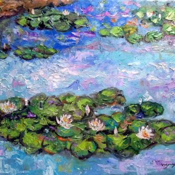 Peinture intitulée "water lilies3" par Vishalandra Dakur, Œuvre d'art originale, Huile