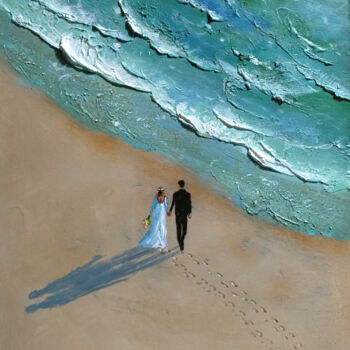 Painting titled "Beach Bride3" by Vishalandra Dakur, Original Artwork, Acrylic