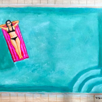 Pintura intitulada "pool girl" por Vishalandra Dakur, Obras de arte originais, Acrílico