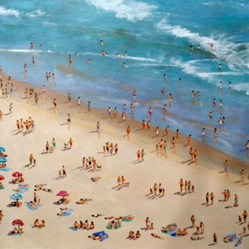 Malerei mit dem Titel "Summer Beach people…" von Vishalandra Dakur, Original-Kunstwerk, Acryl