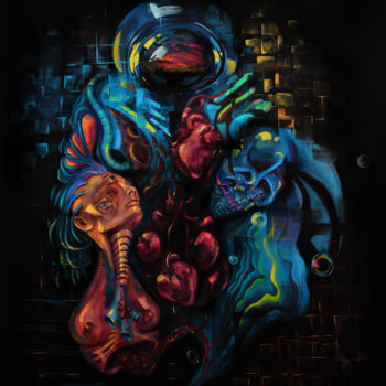 Painting titled "Acid Noise" by Vishnya Daria, Original Artwork, Oil