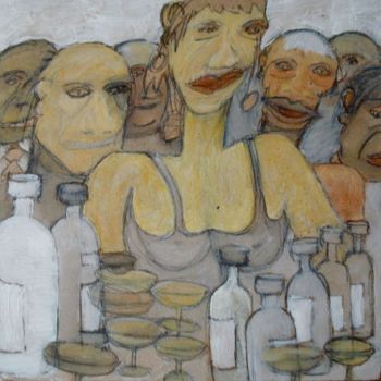 Pittura intitolato "Bar et galerie" da Gerrit Gerard Visser, Opera d'arte originale