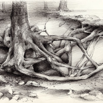 제목이 "Roots and silent fo…"인 그림 Adriana Mueller로, 원작, 잉크