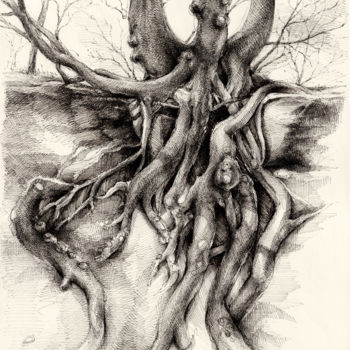 Drawing titled "Graceful tree that…" by Adriana Mueller, Original Artwork, Ink
