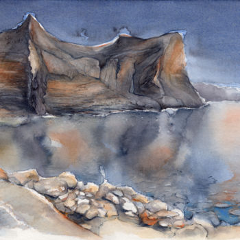 Painting titled "Reflection in the M…" by Adriana Mueller, Original Artwork, Watercolor