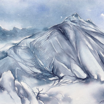 Pintura titulada "Blue mountain lands…" por Adriana Mueller, Obra de arte original, Acuarela