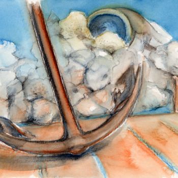 Painting titled "Anchor found in the…" by Adriana Mueller, Original Artwork, Watercolor