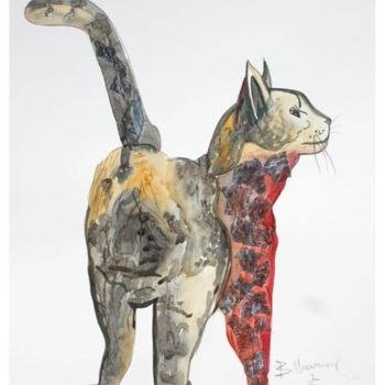 Painting titled "cat 3" by Visweswara Rao Brahmanapalli, Original Artwork, Oil