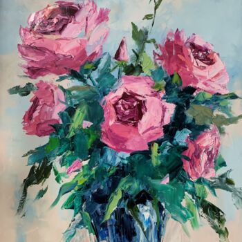 「Roses.」というタイトルの絵画 Vita Schagenによって, オリジナルのアートワーク, オイル ウッドストレッチャーフレームにマウント