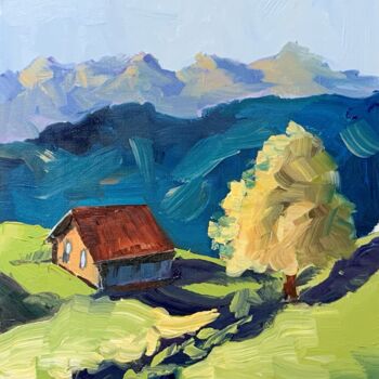 Картина под названием "Landscape" - Vita Schagen, Подлинное произведение искусства, Масло Установлен на картон