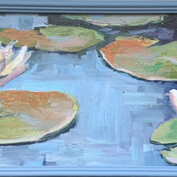 Painting titled "WATER LILLY POND LA…" by Vita Schagen, Original Artwork, Oil Mounted on Wood Panel