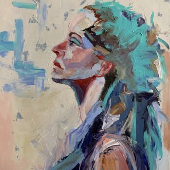 Картина под названием "Woman. Portrait. (1…" - Vita Schagen, Подлинное произведение искусства, Масло Установлен на Деревянна…