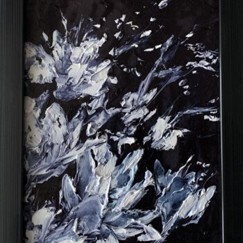 Painting titled "Abstract white flow…" by Vita Schagen, Original Artwork, Oil