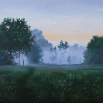 Painting titled "Туманное утро (Сobw…" by Vita Sergienko, Original Artwork, Oil