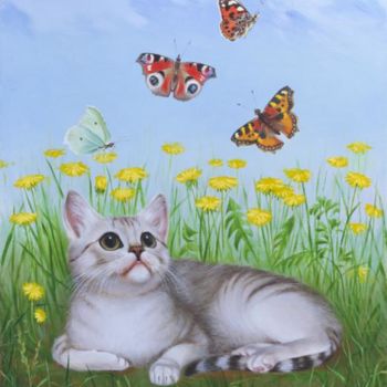 Картина под названием "Бабочки  (Butterfli…" - Vita Sergienko, Подлинное произведение искусства, Масло