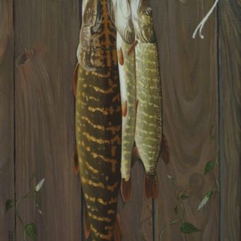 Painting titled "Щуки.  (Pike)" by Vita Sergienko, Original Artwork, Oil