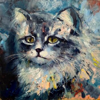 Pittura intitolato "Портрет кота" da Vita Bogachenko, Opera d'arte originale, Olio