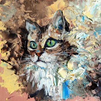 Картина под названием "портрет кошки" - Vita Bogachenko, Подлинное произведение искусства, Масло