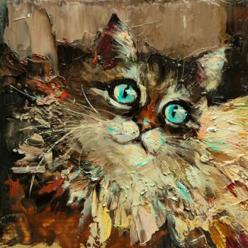 Картина под названием "кошечка" - Vita Bogachenko, Подлинное произведение искусства, Масло