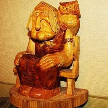 Sculpture titled "баба яга" by Vitalii Parfenov, Original Artwork, Wood