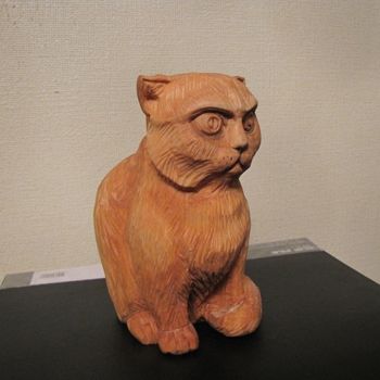 Sculpture titled "кот" by Vitalii Parfenov, Original Artwork, Wood