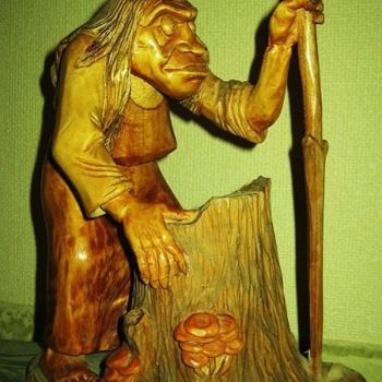 Sculpture titled "лесная ведьма" by Vitalii Parfenov, Original Artwork, Wood
