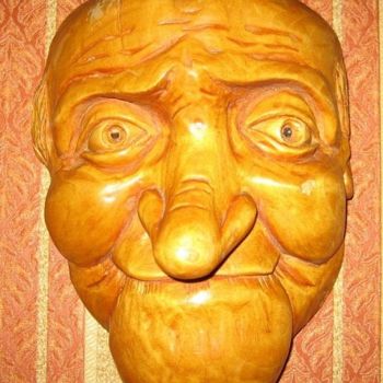 Sculptuur getiteld "маска старика" door Vitalii Parfenov, Origineel Kunstwerk, Hout