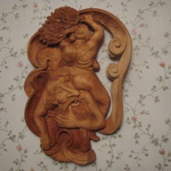 Скульптура под названием "пано в русской бане" - Виталий Парфенов, Подлинное произведение искусства, Дерево