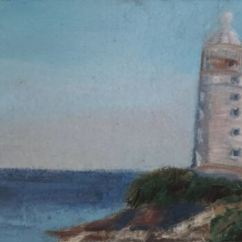 Painting titled "Lighthouse on the E…" by Vitalii Astapenko, Original Artwork, Oil