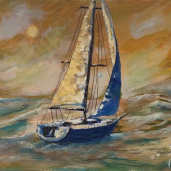 Peinture intitulée "Sailboat" par Vitalii Bondarenko (ViBond), Œuvre d'art originale, Huile