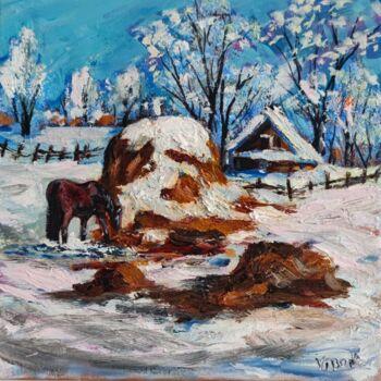 Peinture intitulée "Winter in Vellage" par Vitalii Bondarenko (ViBond), Œuvre d'art originale, Huile
