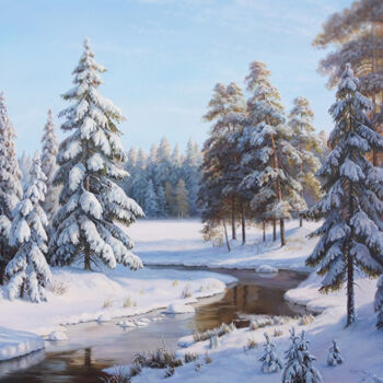 Картина под названием "Зима." - Виталий Потапов, Подлинное произведение искусства, Масло