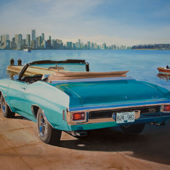 Painting titled "Chevrolet Chevelle…" by Vitalii Leer, Original Artwork, Oil