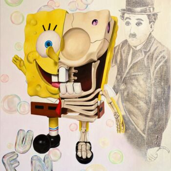 Painting titled "SpongeBob and Charl…" by Vitalina Desbocada, Original Artwork, Oil