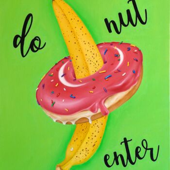 Painting titled "Donut Enter" by Vitalina Desbocada, Original Artwork, Oil Mounted on Wood Stretcher frame