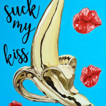 Schilderij getiteld "Suck My Kiss" door Vitalina Desbocada, Origineel Kunstwerk, Olie Gemonteerd op Frame voor houten branca…
