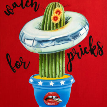 「Watch For Pricks」というタイトルの絵画 Vitalina Desbocadaによって, オリジナルのアートワーク, オイル ウッドストレッチャーフレームにマウント