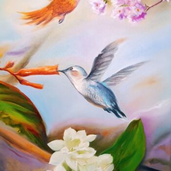Картина под названием "Райские птички" - Vitaliy Boreiko, Подлинное произведение искусства, Масло